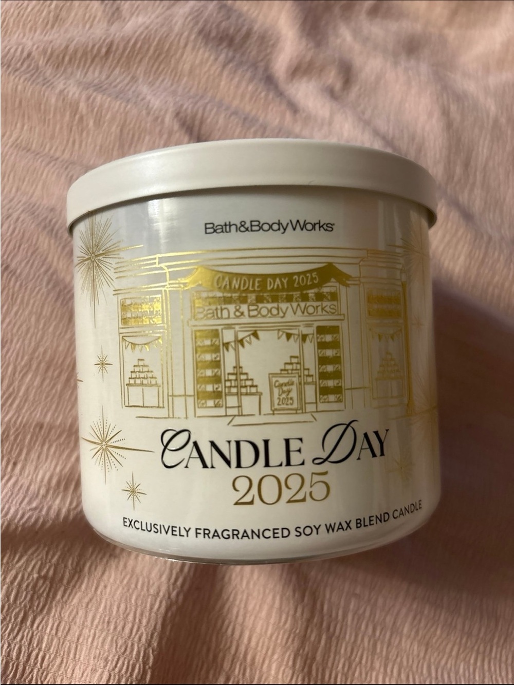 Bath & Body Works Candle Day 2025 White & Gold Decorative Candle Jar
